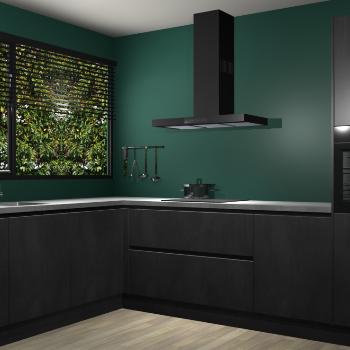 Beton Zwarte greeploze keuken Rhodos 56820