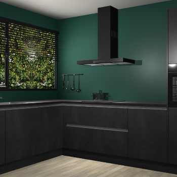 Beton Zwarte greeploze keuken Rhodos 56879