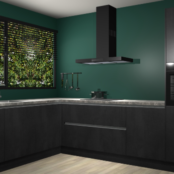 Beton Zwarte greeploze keuken Rhodos 56892