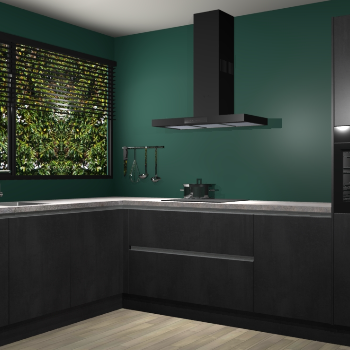 Beton Zwarte greeploze keuken Rhodos 56899