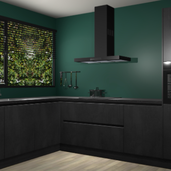 Beton Zwarte greeploze keuken Rhodos 56911