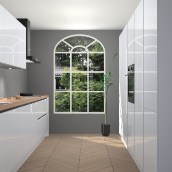 Sneeuwwitte hoogglans greeploze keuken Dawei 89313