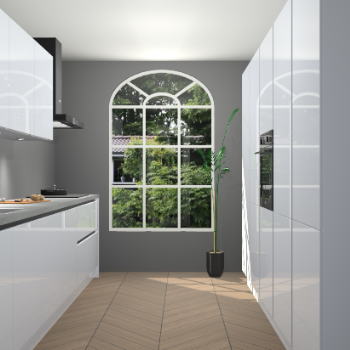 Sneeuwwitte hoogglans greeploze keuken Dawei 89320