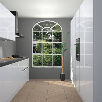 Sneeuwwitte hoogglans greeploze keuken Dawei 89326