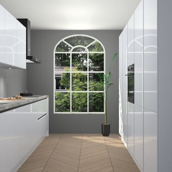 Sneeuwwitte hoogglans greeploze keuken Dawei 89333