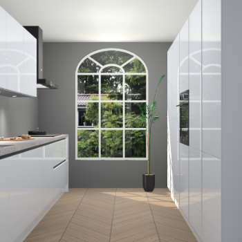 Sneeuwwitte hoogglans greeploze keuken Dawei 89339