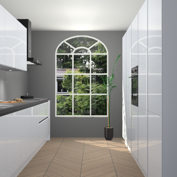 Sneeuwwitte hoogglans greeploze keuken Dawei 90156