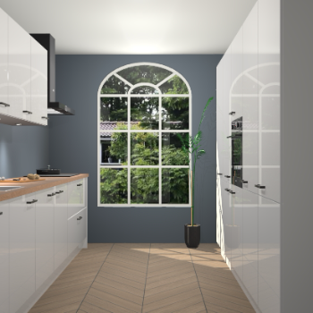 Zijdegrijze hoogglans keuken Dawei 90161