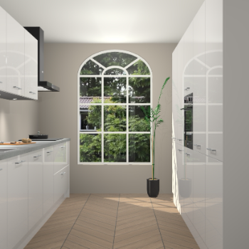 Zijdegrijze hoogglans keuken Dawei 90163