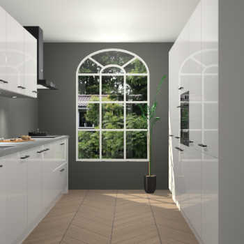 Zijdegrijze hoogglans keuken Dawei 90166