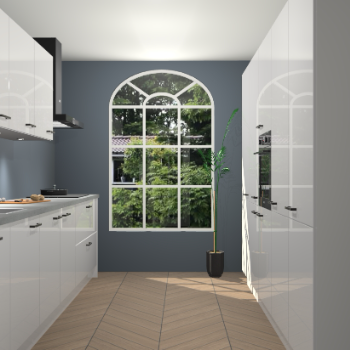 Zijdegrijze hoogglans keuken Dawei 90167