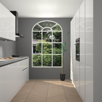 Zijdegrijze hoogglans greeploze keuken Dawei 90168