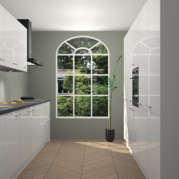 Zijdegrijze hoogglans keuken Dawei 90170