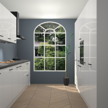 Zijdegrijze hoogglans keuken Dawei 90173