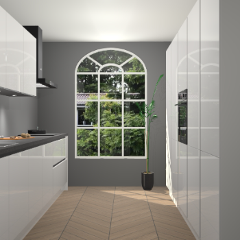 Zijdegrijze hoogglans greeploze keuken Dawei 90174