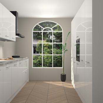 Zijdegrijze hoogglans keuken Dawei 90175