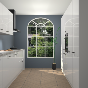 Zijdegrijze hoogglans keuken Dawei 90179