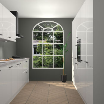 Zijdegrijze hoogglans keuken Dawei 90186