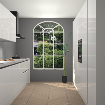 Zijdegrijze hoogglans greeploze keuken Dawei 90188