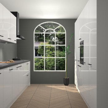 Zijdegrijze hoogglans keuken Dawei 90192