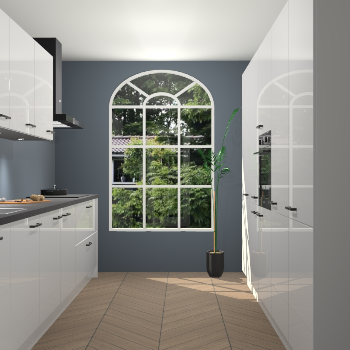 Zijdegrijze hoogglans keuken Dawei 90193