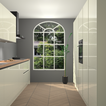 Magnolia hoogglans greeploze keuken Dawei 90200