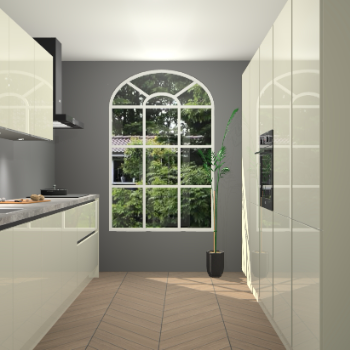 Magnolia hoogglans greeploze keuken Dawei 90220