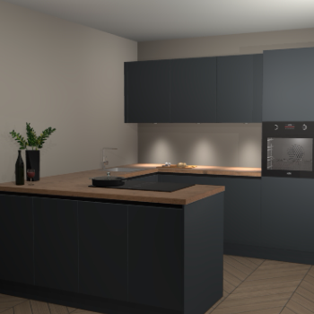 Onyxgrijze greeploze keuken Rosario 66758