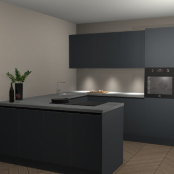 Onyxgrijze greeploze keuken Rosario 66765