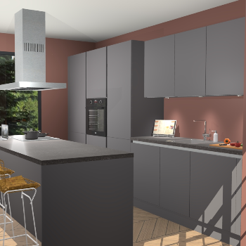 Onyxgrijze greeploze keuken Straatsburg 48253