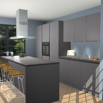 Onyxgrijze greeploze keuken Straatsburg 48264