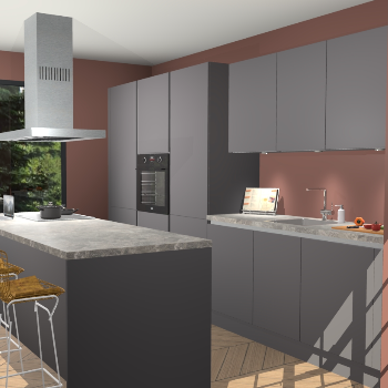 Onyxgrijze greeploze keuken Straatsburg 48068