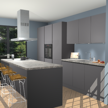 Onyxgrijze greeploze keuken Straatsburg 48071