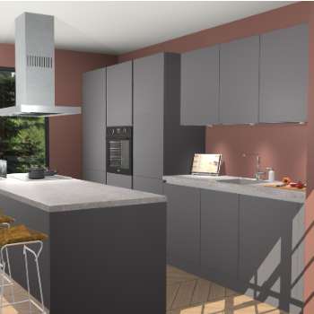 Onyxgrijze greeploze keuken Straatsburg 48076