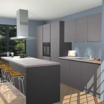 Onyxgrijze greeploze keuken Straatsburg 48079