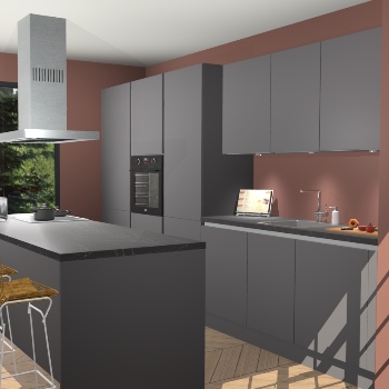 Onyxgrijze greeploze keuken Straatsburg 48254