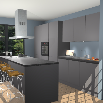 Onyxgrijze greeploze keuken Straatsburg 48263