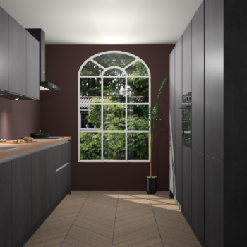 Beton Zwarte greeploze keuken Dawei 90669