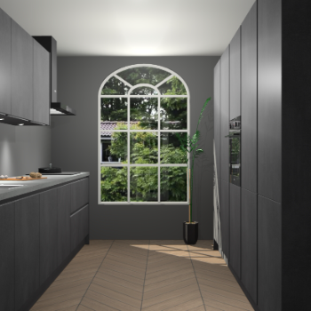 Beton Zwarte greeploze keuken Dawei 90679