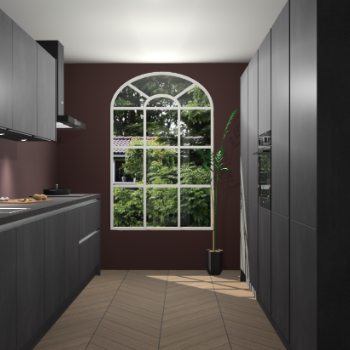 Beton Zwarte greeploze keuken Dawei 90682