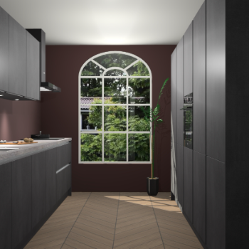 Beton Zwarte greeploze keuken Dawei 90695