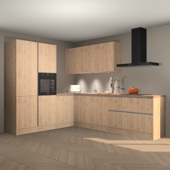 Madera natuur greeploze keuken Parla 83026