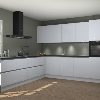 Hoogglans sneeuwwitte greeploze keuken Manhattan 91121