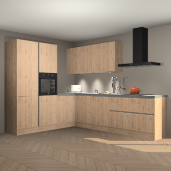 Madera natuur greeploze keuken Parla 83102
