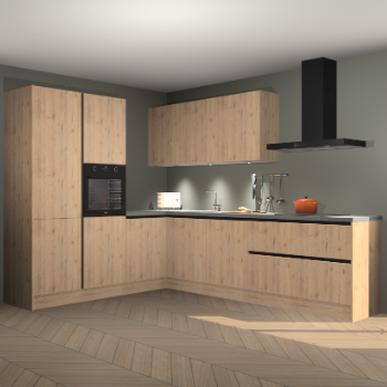 Madera natuur greeploze keuken Parla 83105