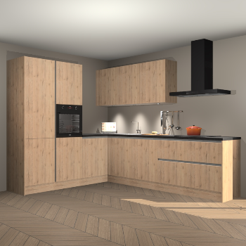 Madera natuur greeploze keuken Parla 83108