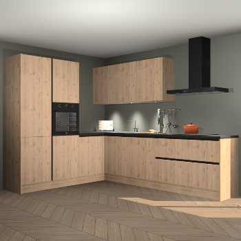 Madera natuur greeploze keuken Parla 83111