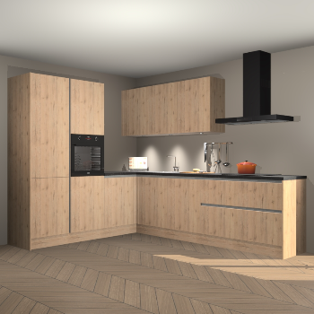 Madera natuur greeploze keuken Parla 83126