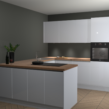 Sneeuwwitte hoogglans greeploze keuken Rosario 68113