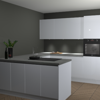 Sneeuwwitte hoogglans greeploze keuken Rosario 68155